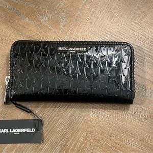Karl Lagerfeld Glossy Black Embossed Wallet